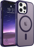 SUPFINE Magnetic for iPhone 13 Pro Case (Compatible with MagSafe) (Military Grade Drop Protection) Translucent Matte Shockproof with Anti-Fingerprint Phone Case,Dark Purple