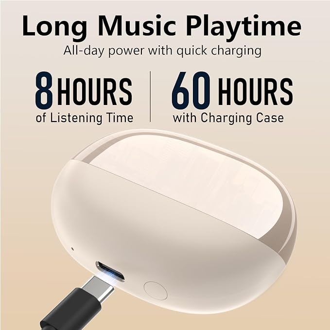 Active Noise Cancelling Wireless Earbuds with 60 Hour Long Battery Life,Bluetooth 5.4 in-Ear Earphones,Multi-Device Pairing,Enhanced Clear Call,Hi-Fi Stereo Ear Buds for Sport Walk