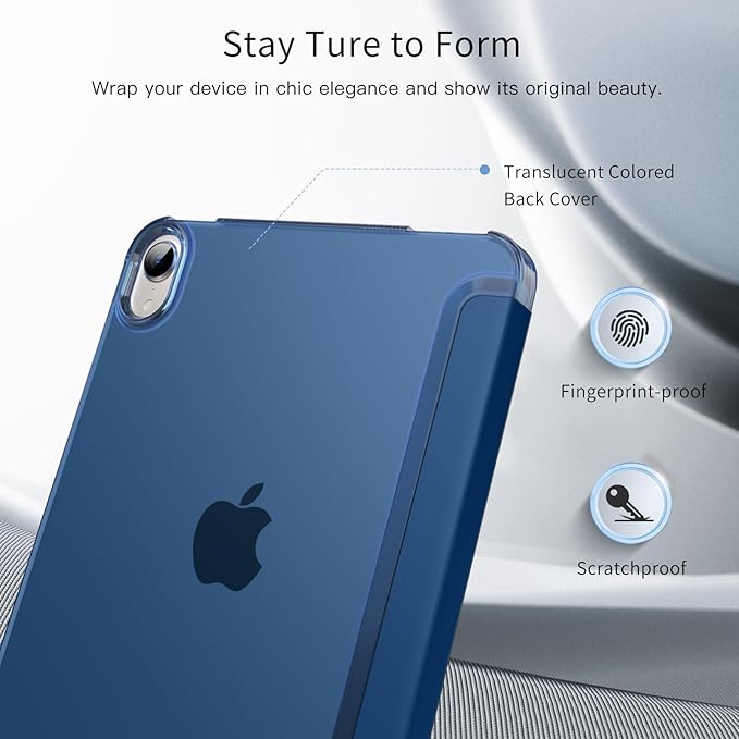 MoKo for iPad mini 7 (A17 Pro) Generation Case 2024, iPad mini 6 Case 2021, 8.3-inch Slim Lightweight Protective Hard Back PC Shell Stand Cover Support Touch ID, Auto Wake/Sleep, Dark Sea Blue