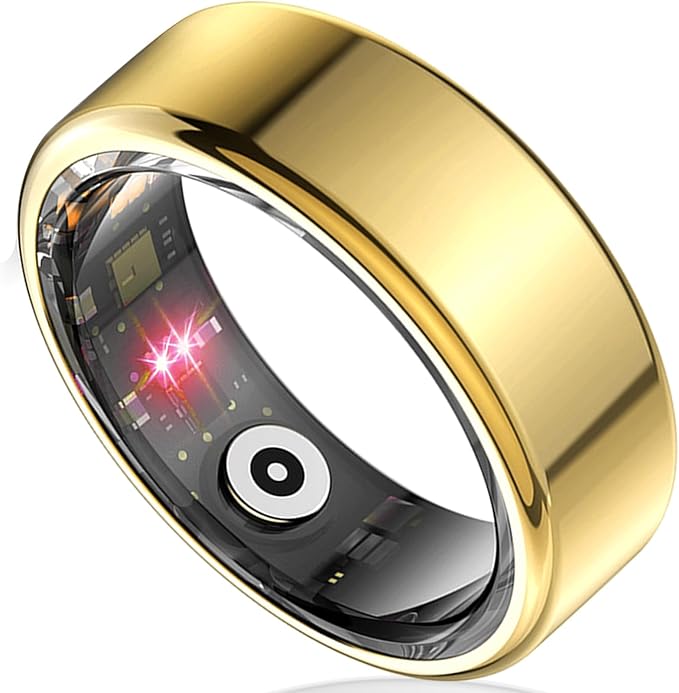 Smart Ring Health Tracker for Women Men, Sleep Tracker with Heart Rate and Blood Oxygen, Fitness Ring for Activity Monitoring, 15 Days Battery, No Subscription, Titanium Alloy(Gold, #10)