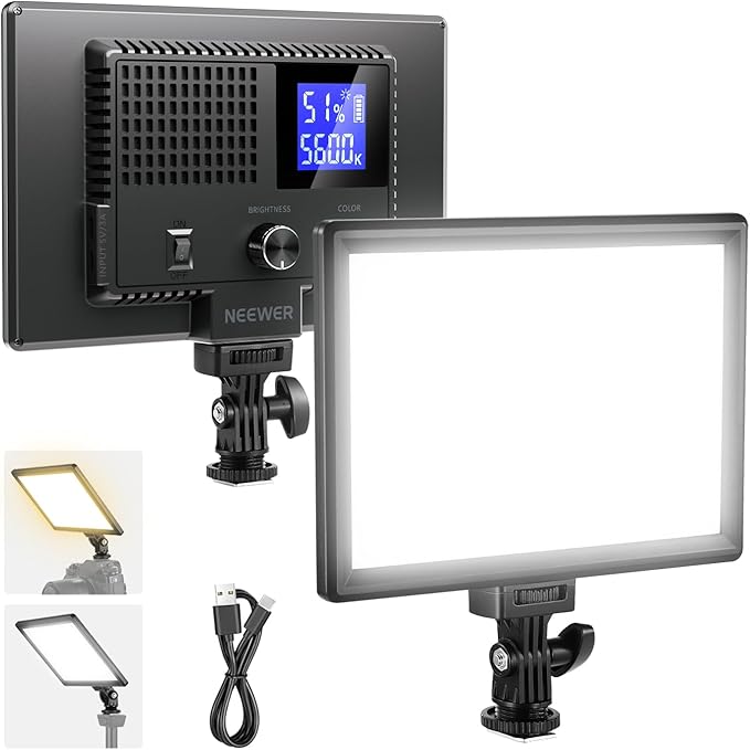 NEEWER Basics 9" LED Video Light Panel, 3200-5600K Edge Lit Dimmable Camera Soft Key Lighting, CRI95+ 800Lux 4000mAh Rechargeable for Video Recording Streaming Selfie Vlog Studio Photography, NL-120B