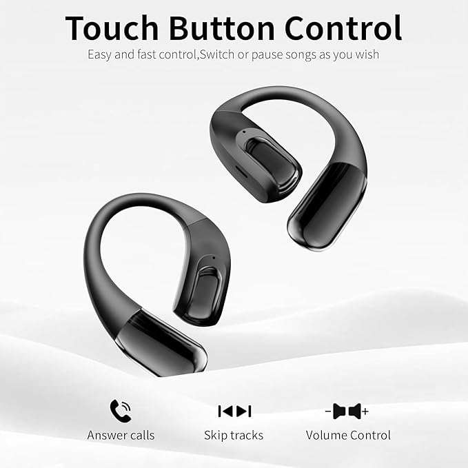 Wireless Earbuds Bluetooth Headphones,Lightweight Earbuds with Ear Hooks,Bluetooth5.4 Wireless Earphones,48H Playtime, IPX4 Waterproof Running Headphones for Gym Black
