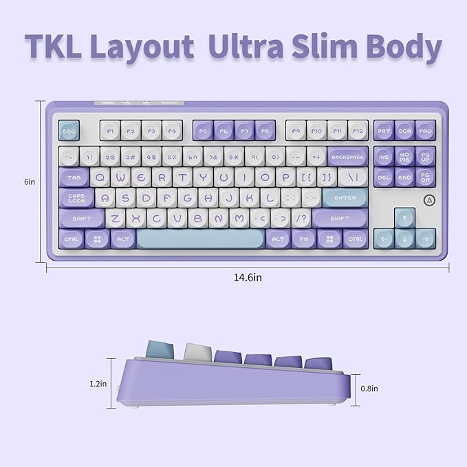 DAIDAI×AJAZZ AK870 TKL 87-Key Gasket Structure Full-Key Hot-Swappable Mechanical Keyboard Type-C/2.4G/BT 5.1, 4000mAh Battery, MOA Keycap,South-Facing RGB, for Windows/MAC.