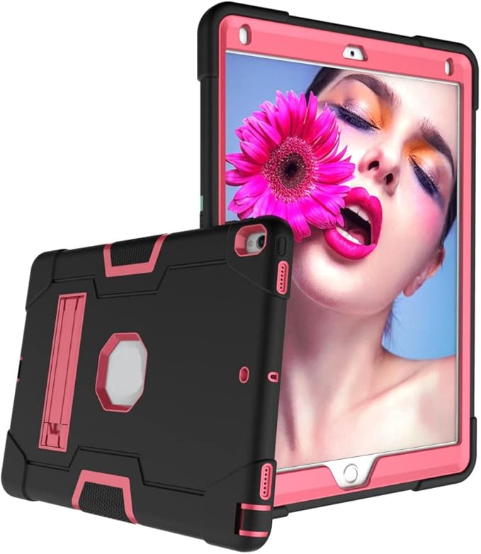 3 in 1 Hybrid Case for iPad Air 3 10.5" & iPad Pro 10.5" - Heavy Duty Rugged Stand, Shockproof, Anti-Slip & Scratch, Black/Red
