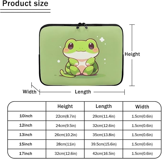 Cute Frog Laptop Sleeve for Women Teen Girls 10 inch Laptop Accessories with Versatile Uses Lap Top Case Portable Computer Sleeve Laptop Pouch Ideal Gifts for Holidays Green