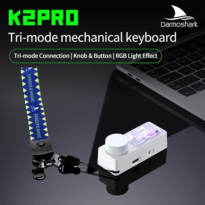 Darmoshark K2PRO OSU Hot Swap Game Keyboards Wireless RGB Mechanical Keypad with 2 Fully Programmable Keys,Computer Mouse for Laptop,PC,Linux,Mac,Windows(White)