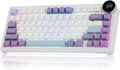 MechLands AJAZZ AK820V2 75% Wireless Gaming Keyboard with 0.9” TFT Display Screen & Knob, Gasket Mechanical Creamy Keyboard with 10000mAh Battery, Hot Swappable, RGB for Win/Mac (White Purple)