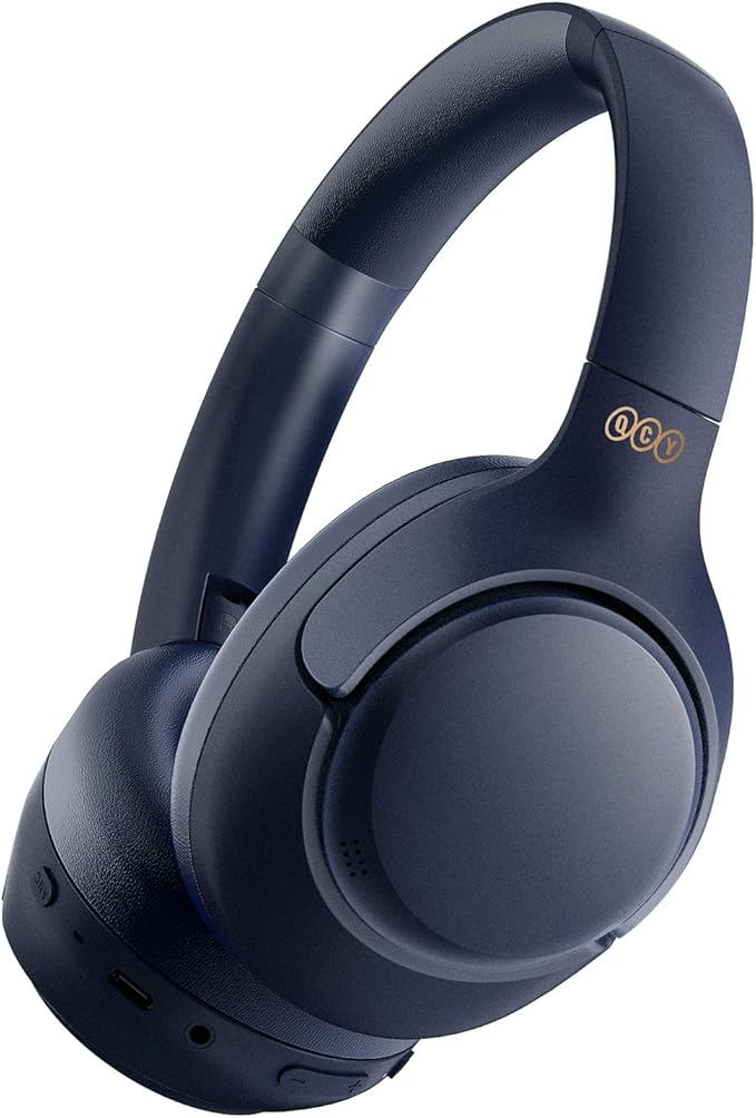 QCY H3 ANC Bluetooth Headphones Over Ear, Active Noise Cancelling Bluetooth 5.4 Headphones with Microphones, Hi-Res Audio Sound, Multipoint Connection, 60H Playback, Custom EQ via App(Blue)