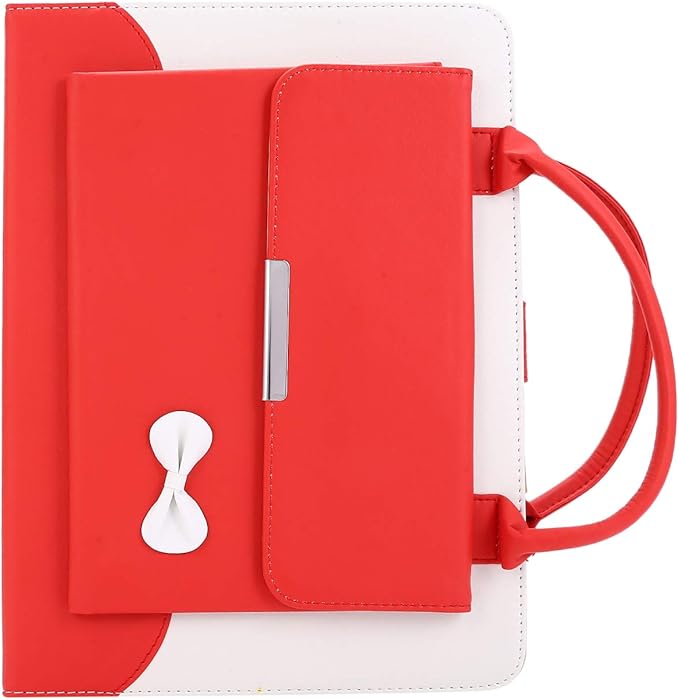 Handbag Case for iPad Pro 13" (M5/M4) 2025/2024, Air 13" M2 M3, iPad Pro 12.9-inch 2018-2022, Techcircle Cute Bowknot Pocket Wallet Design Folio Stand PU Leather Carrying Case, Auto Sleep/Wake, Red