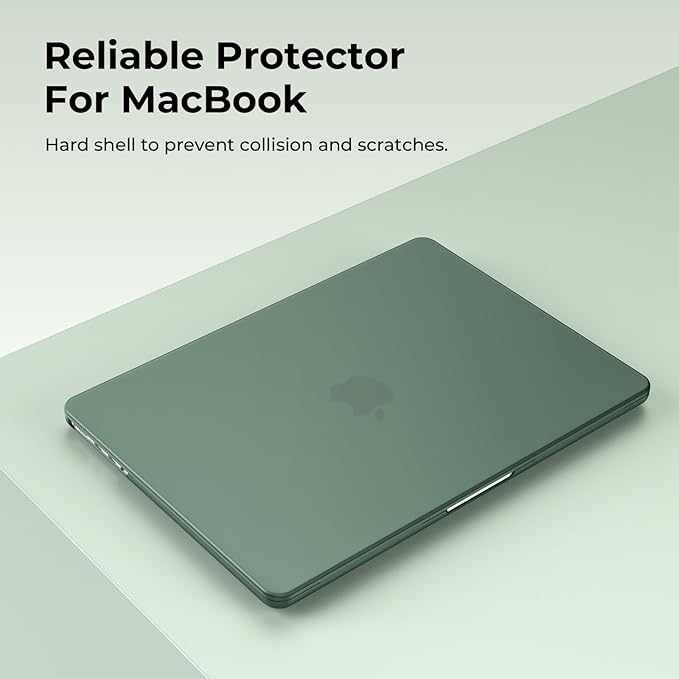 EooCoo Compatible with MacBook Pro 14 inch Case M5 2026 2025-2021 M4 M3 M2 M1 Pro/Max, Matte Grip, Bump-Resistant Hard Shell Laptop Protective Cover Case - Midnight Green