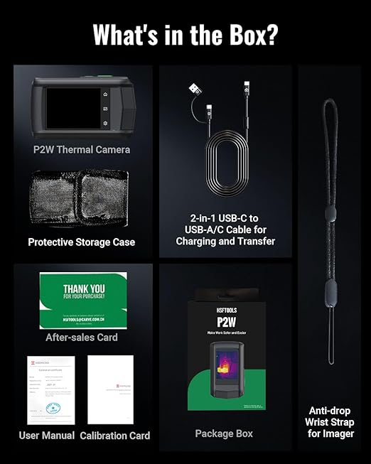 HSFTOOLS P2W Wi-Fi Thermal Camera with 8MP Visual Camera, 3.5" Touch Screen, 640x480 Super Resolution Thermal Imaging Camera, Intelligent Scene Detection, 256x192 IR Resolution, Video Recording