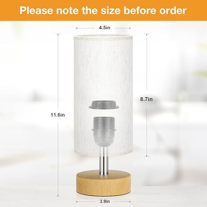 PartageiZ Small Table Lamp for Bedroom - Bedside & Desk Lamp, Minimalist Nightstand Light for Kids, Living & Office Room