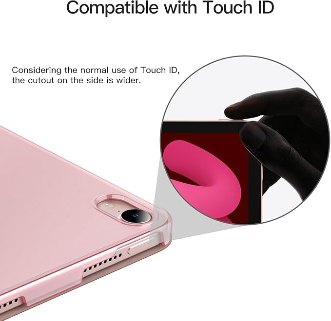 JETech Case for iPad mini (A17 Pro, 2024 Model, 7th Generation) / mini 6 (2021 Model, 6th Generation), Slim Stand Hard Back Shell Smart Cover with Auto Wake/Sleep (Pink)