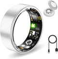 Smart Health Ring for Women Men Fitness Tracker with Heart Rate, Blood Oxygen,Sleep Monitoring, Step Counting, IP68 Waterproof for iPhone and Android, No Subscription (Bright Silver, 9)