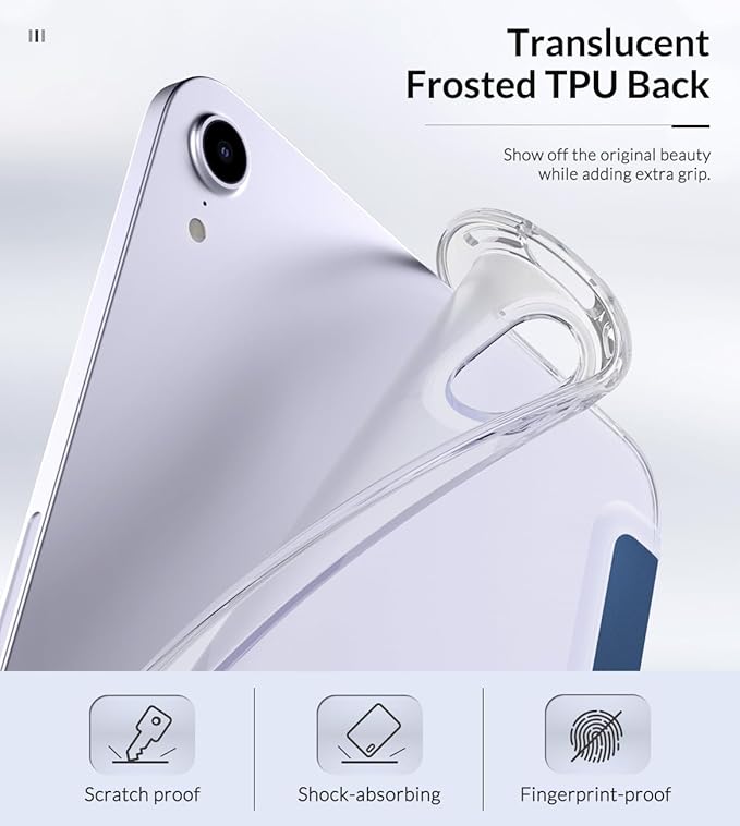 MoKo Case Fit New iPad mini 7 (A17 Pro) 2024, iPad mini 6th Generation Case 2021 (8.3-inch), iPad mini 6 Case, Soft TPU Translucent Frosted Back Cover Case for iPad mini 7th, Dark Sea Blue