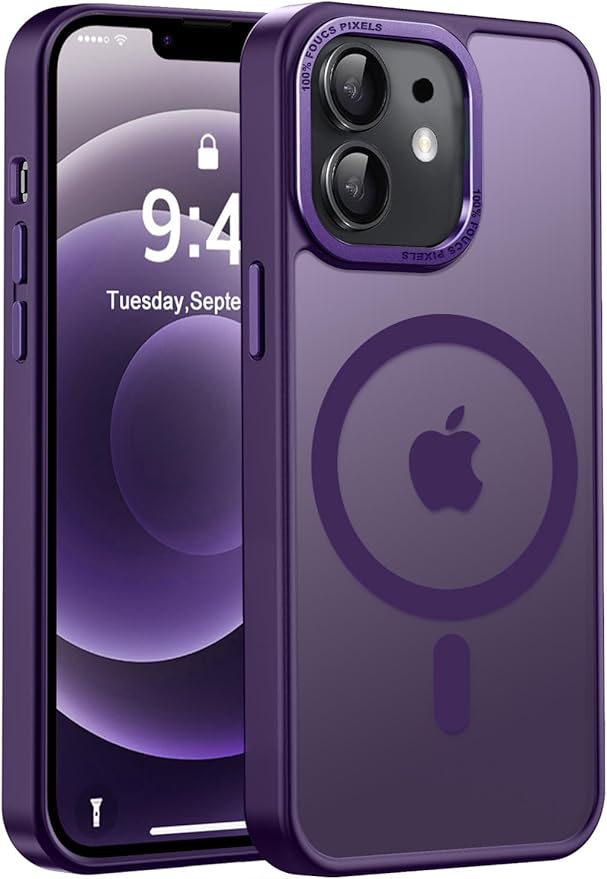 Newfuture Designed for iPhone 12 Case/iPhone 12 Pro Case with Magnetic [13 FT Military Drop Protection] [Compatible with Magsafe] Translucent Shockproof with Anti-Fingerprint Phone Case, Deep Purple