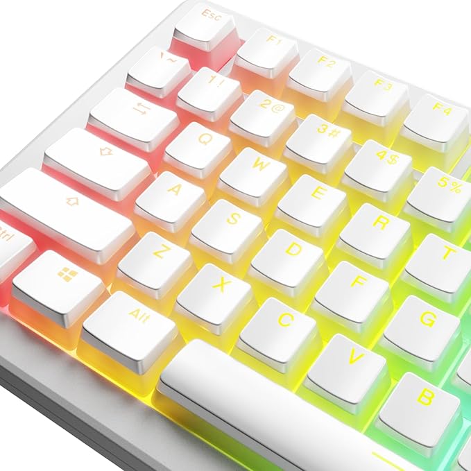 Glorious Gaming - GPBT Aura RGB Keycaps (White): Pudding Style Keycaps, Double Shot PBT, Translucent Design, Fits 100%, 75%, 65%, 60% Mechanical Keyboards, Fits ANSI, ISO, Windows & macOS