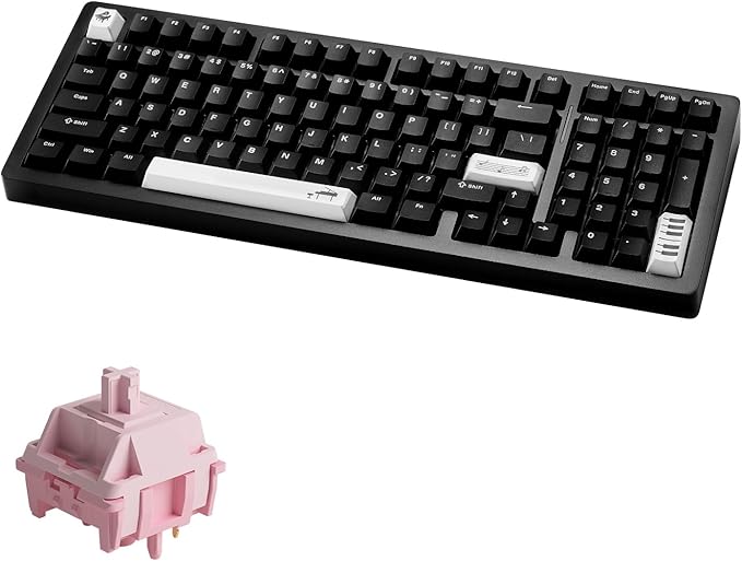 MONSGEEK M2 V5 VIA Aluminum Mechanical Keyboard Quick Release Tri-Mode Gaming Keyboard with 8000 mAh RGB Hot-swappable Black Piano, Pre-lubed Stellar Rose Switch