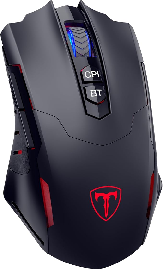RisoPhy PC400 Wireless Gaming Mouse with 8000 DPI, 2.4G & Bluetooth Dual Mode Connection - Ergonomic Design, 7 Programmable Buttons, RGB backlighting, Precision Sensor for PC and Gaming