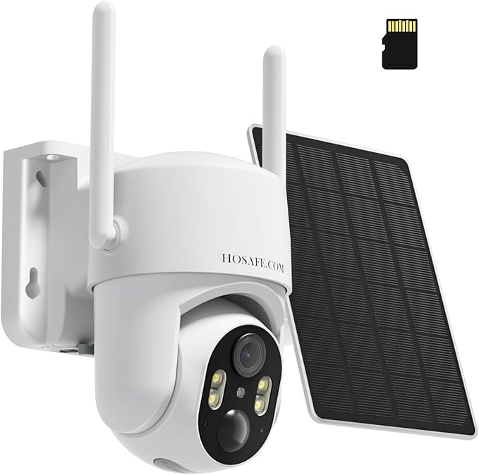HOSAFE.COM Wireless Security Camera Outdoor, 360° PTZ Remote Cameras for Home Security Solar Powered, 2K 3MP Surveillance & Security Cameras, Free Cloud Storage(Need Apply)