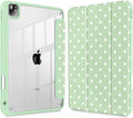 Tuiklol for iPad Pro 11 Inch 4th / 3rd / 2nd / 1st Gen (2022 2021 2020 2018) Case -Built-in Pencil Holder Shockproof Cover Clear Transparent Back Shell with Auto Wake/Sleep, Spot-Green