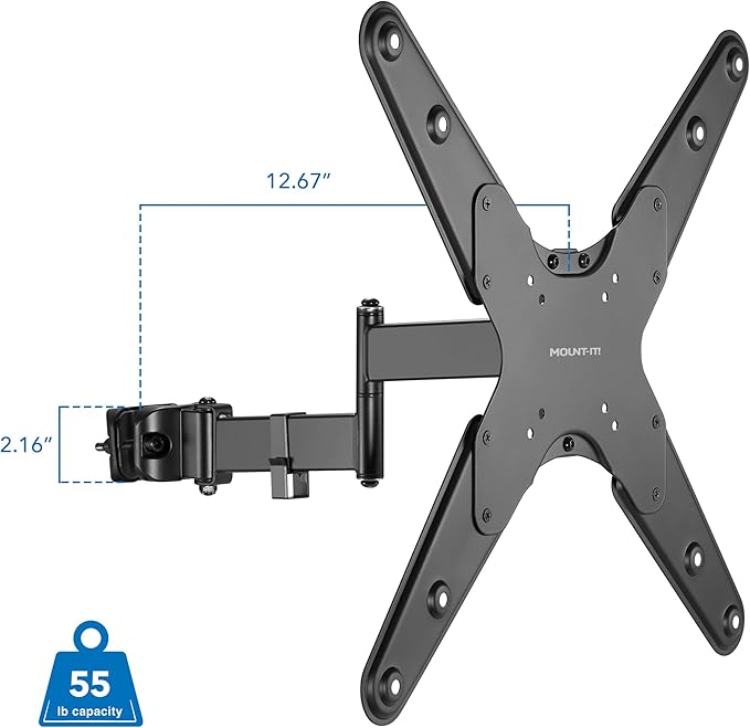 Mount-It! TV Pole Mount, Full Motion Universal TV Bracket, VESA 75x75 to 400x400, Fits TVs and Monitors 32" - 55", Clamp Fits Poles from 1.1" to 1.96", Extendable Arm, for POS, Trade Shows, Gazebo