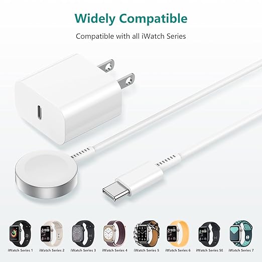 USB C Apple Watch Charger, [Apple MFi Certified] Magnetic iWatch Fast Charging Cable Cord 6ft and iPhone Type C Wall Charger Plug Block for Apple Watch Series Ultra 2/Ultra/11/10/9/8/7/SE/6/5/4/3/2
