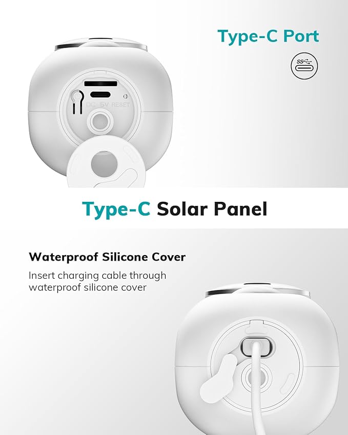 ZUMIMALL Security Cameras Wireless Outdoor with Magnetic Mount, 2K, 2.4G WiFi,3W Solar Panel with 10ft Type C Cable