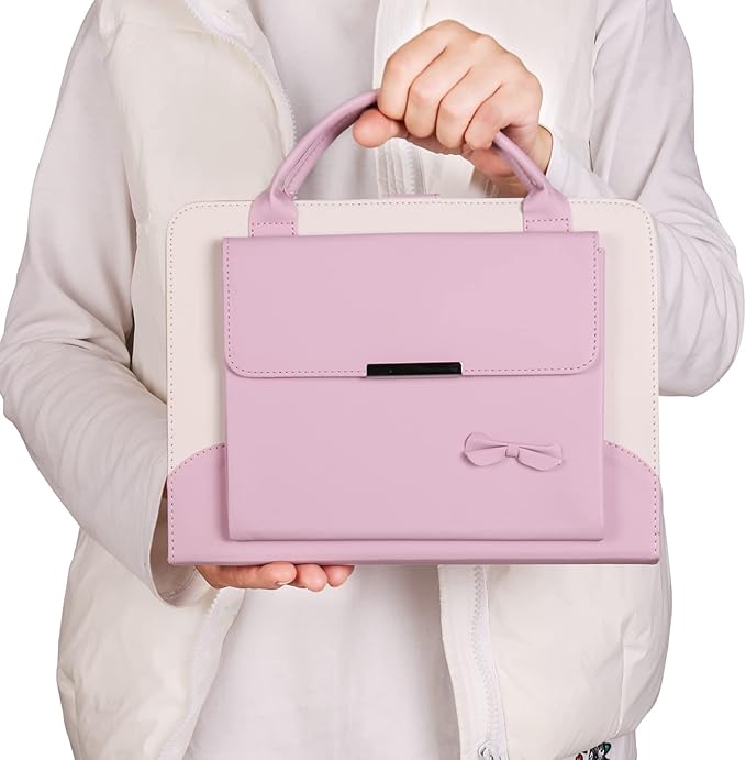 Cute Case for iPad mini 7 A17 Pro 2024/iPad Mini 6 2021, Slim Handbag Leather Protective Cover with Stand Hand Strap Pocket for Girls Woman Kids for iPad mini 7th/6th Generation 8.3",Pink