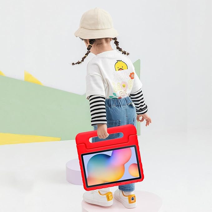 Kids Case for iPad Pro 10.5" 2017 & iPad Air 3rd Gen 10.5 inch 2019, with Rotating Handle/Stand Soft Shockproof EVA Drop Proof Lightweight Kids Girl Boy Kickstand Protective Cover,Red