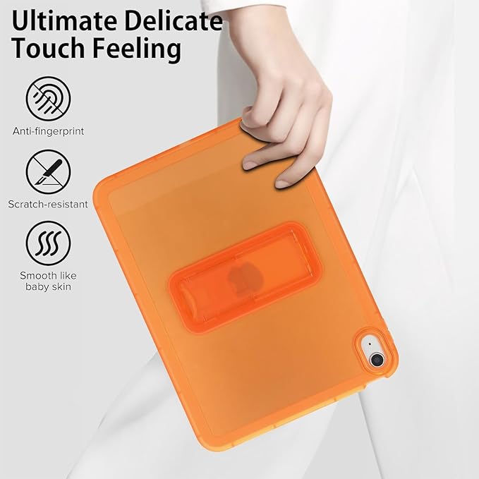 Slim Case for iPad (A16) 11th Generation 11 Inch 2025 / iPad 10th Generation 10.9 Inch 2022, Built-in Kickstand Non-Slip Shockproof Rugged Protective for iPad 11th 10th Gen, Orange