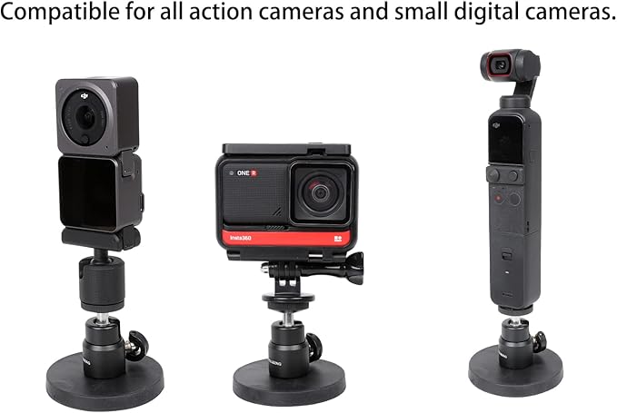PellKing Magnet Camera Mount for GoPro Insta360 Akaso DJI Action,with Rotation Ball Head Super Strong Rubber Coating Neodymium Magnet for Car, Attaches to Steel or Other Magnetic Surfaces