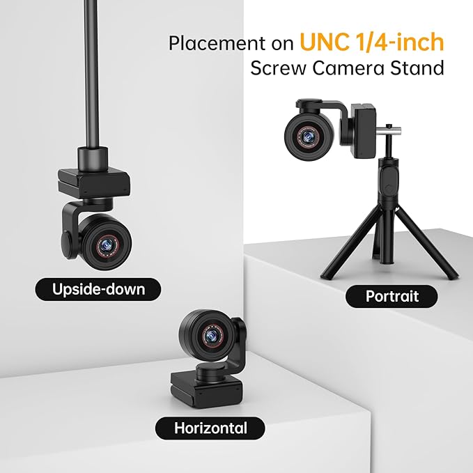 MT-VIKI 4K AI PTZ Webcam, Auto Tracking Gesture Control Camera, 1080P 60fps, 92° Wide Angle, 330° Pan 180° Tilt, TOF 0.2s Fast Focus, Dual Mic, USB-C for Streaming Meeting Online Class