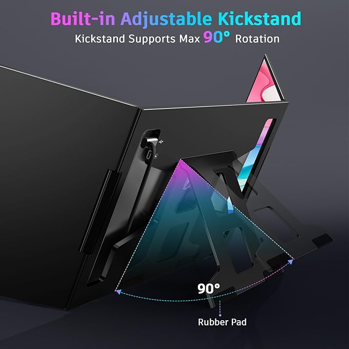 QQH Laptop Screen Extender, 15.6" Triple Portable Monitor with Ultra-Slim FHD IPS Display, One Cable USB-C Monitor Extender Compatible with MacOS, Windows, Android for 12-16" Laptop (Driver Need)