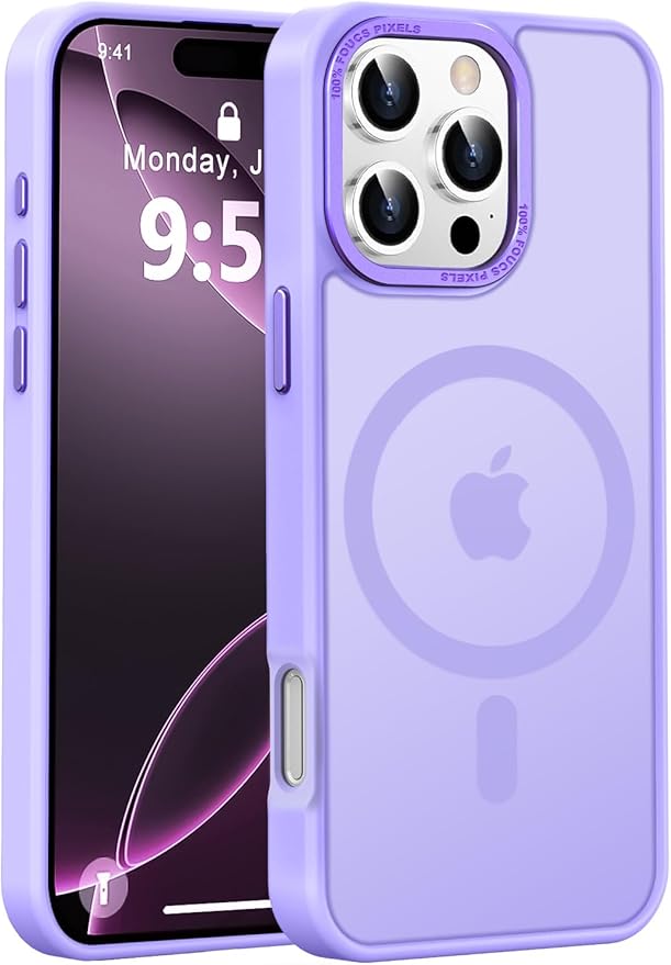 Newfuture Designed for iPhone 16 Pro Case with Magnetic [13 FT Military Drop Protection] [Compatible with Magsafe] Slim Translucent Matte Shockproof with Anti-Fingerprint Phone Case,Lilac Purple