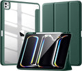 New Compatible with iPad Pro 13 inch Case M5 2025/M4 2024 with Built-in Pencil Holder, Kidopire for iPad Pro 13 Case with Hard Clear Back Shell, Support Pencil Pro, Auto Wake/Sleep, Pine Green