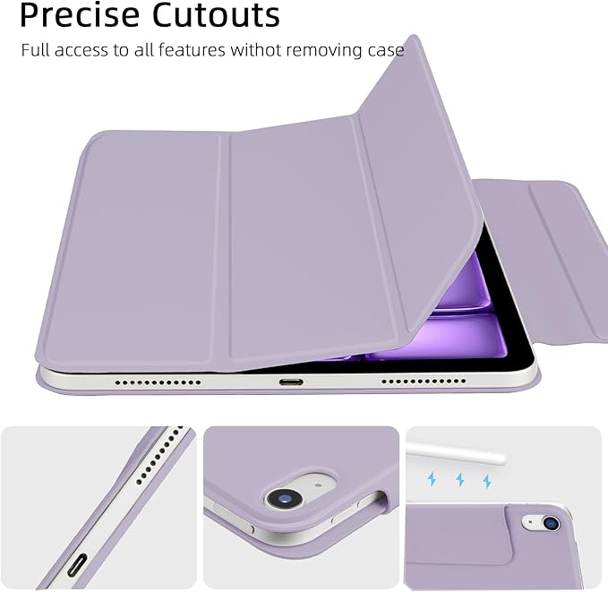 for iPad Air 13 inch M4/M3/M2 Case (2026/2025/2024,Model A3268/A3269/A3271), Auto Sleep/Wake and Magnetic Closure, Trifold Stand Case, PU Leather Cover, Support Apple Pencil Pro, Light Purple