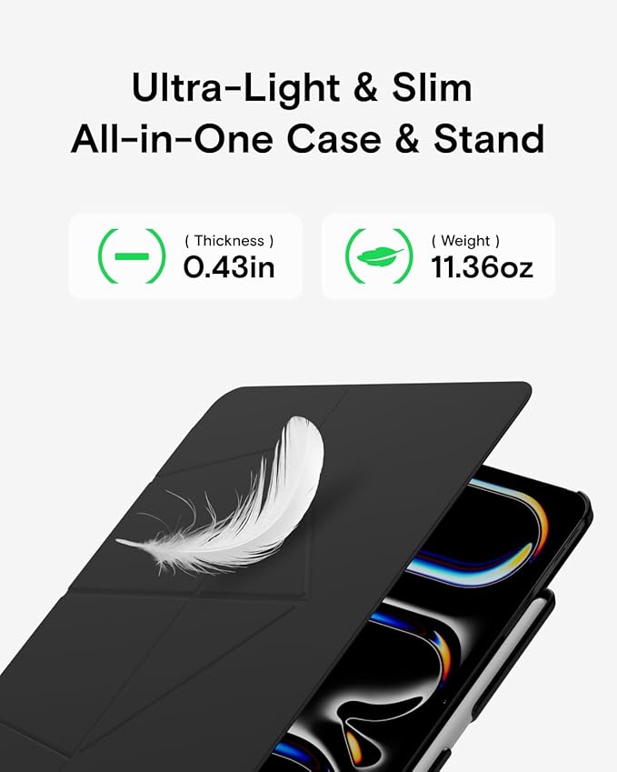 MOFT Folio Case iPad Air 11 Inch Case (M3/M2-2025/2024), iPad Air 5th Generation 2022/4th Gen 2020 10.9 Inch with Detachable Pencil Holder, Multi-Angle Viewing, Auto Sleep/Wake, Jet Black