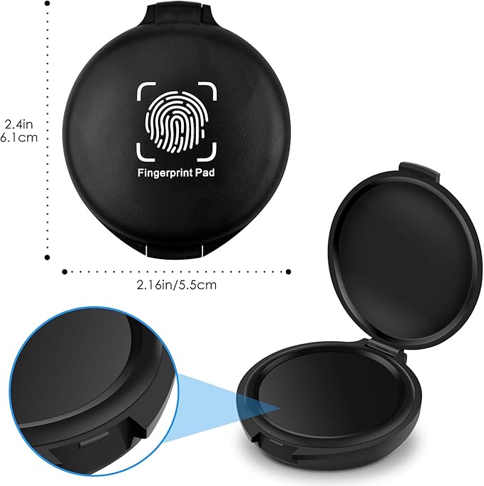 ERKOON 9 Pack Fingerprint Ink Pads, Thumbprint Ink Pad for Notary Supplies Identification Security ID Fingerprint Cards Fingerprint Black
