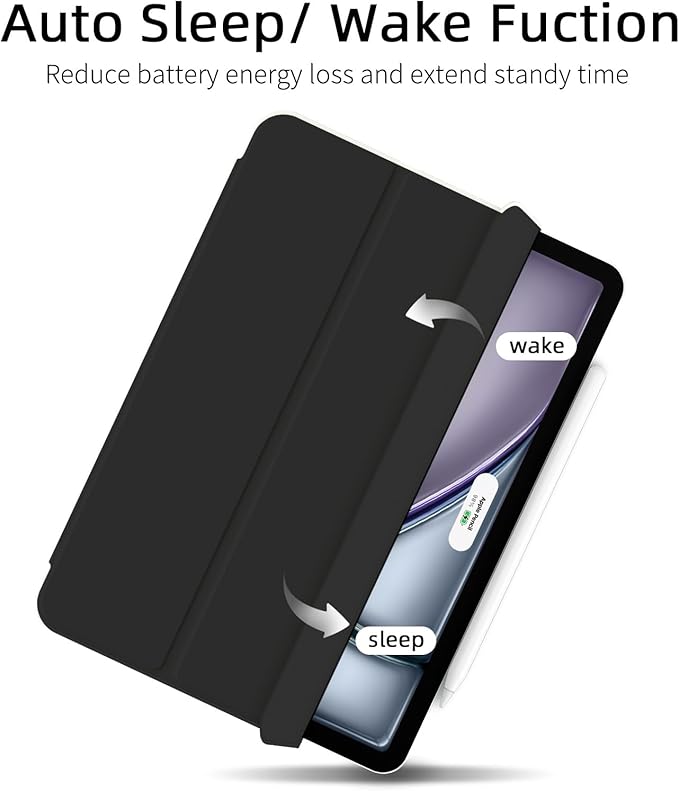 for iPad Air 13 inch M4/M3/M2 Case (2026/2025/2024,Model A3268/A3269/A3271), Auto Sleep/Wake and Magnetic Closure, Slim Trifold Stand Case, PU Leather Cover, Support Apple Pencil Pro, Black