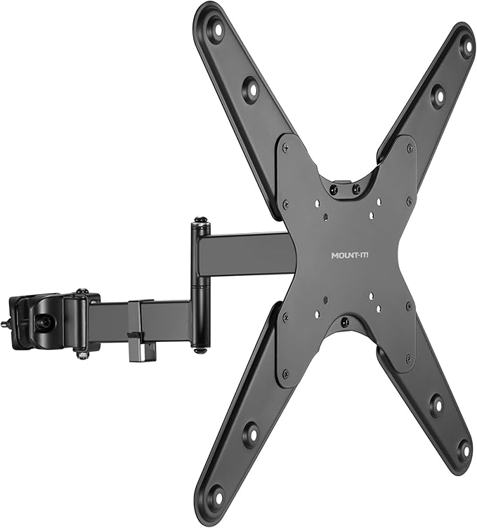 Mount-It! TV Pole Mount, Full Motion Universal TV Bracket, VESA 75x75 to 400x400, Fits TVs and Monitors 32" - 55", Clamp Fits Poles from 1.1" to 1.96", Extendable Arm, for POS, Trade Shows, Gazebo
