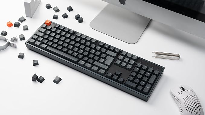 Keychron K10 RGB Full Size Layout Hot-Swappable Mechanical Keyboard for Mac Windows, Multitasking 104-Key Bluetooth Wireless/USB Wired Gaming Keyboard with Keychron Super Red Switch Aluminum Frame