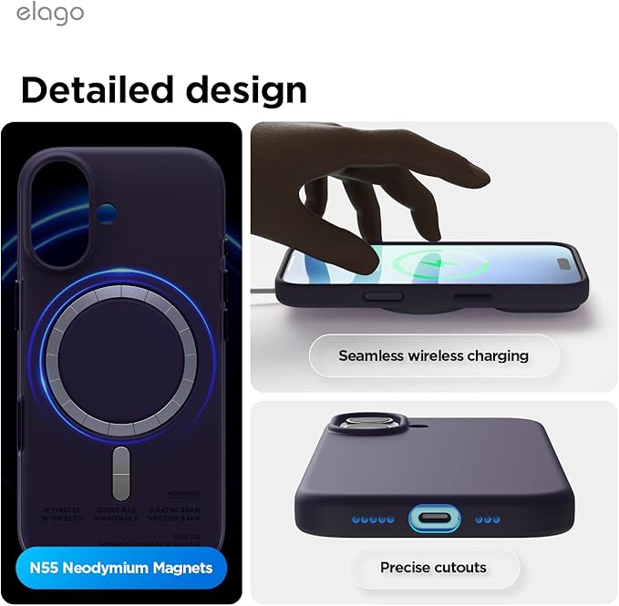 elago for iPhone 17 Case, Premium Magnetic Silicone Case, Compatible with MagSafe, Liquid Silicone Material, Protective Cover, Shockproof, Slim Phone, 6.3 inch (Deep Purple)
