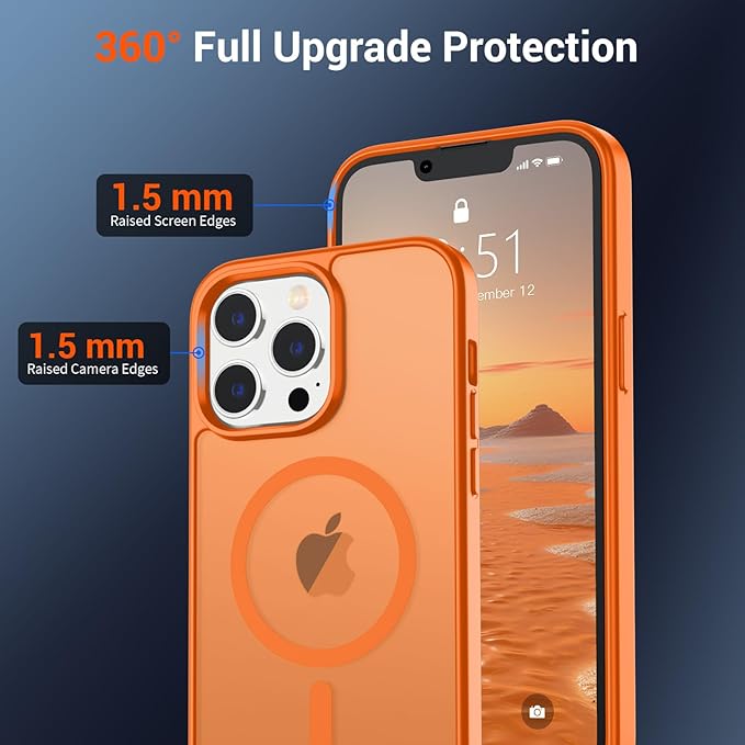 SUPFINE Magnetic for iPhone 13 Pro Case (Compatible with MagSafe) (Military Grade Drop Protection) Translucent Matte Shockproof Phone Cover,Starry Orange