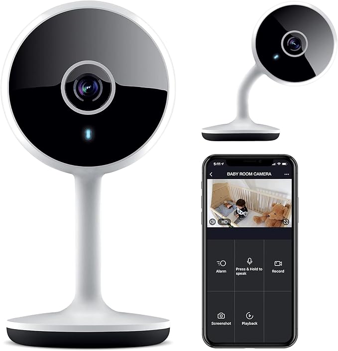 Geeni Vivid Indoor Smart Security Camera – HD Live Stream Camera for Indoor Home Monitoring with Night Vision, 2-Way Audio, Flexible Mount, Micro SD Slot, Motion Detection & App Control – 1Pack, White
