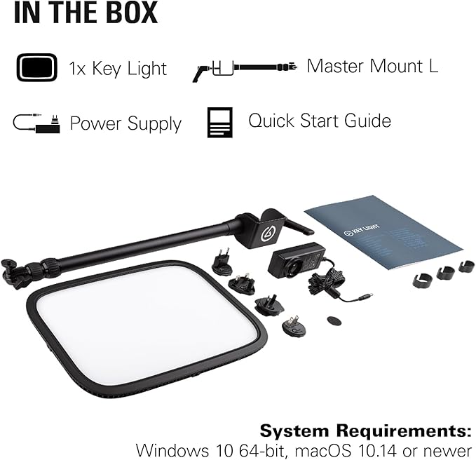 Elgato Key Light - Professional 2800 lumens Studio Light with Desk clamp for Streaming, Recording and Video Conferencing, Temperature and Brightness app-Adjustable on Mac, PC, iOS, Android