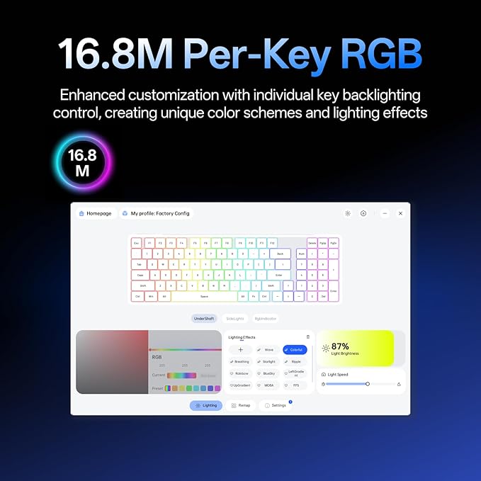 Rapoo V700DIY-98 Wireless Mechanical Keyboard, BT5.0 + 2.4GHz, Hot Swappable Custom Gaming Keyboard, Speed Silver Linear Switch, 16.8M Per-Key RGB, Gasket Mount, Creamy Sound, Full Anti-Ghosting, Blue