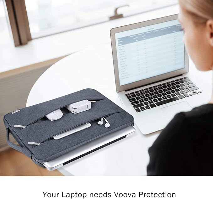 Voova 15.6 16 Inch Laptop Sleeve Case Compatible with MacBook Pro 16 M1/M2/M3/M4 Max 2019-2025, 15.6-16” Hp Lenovo Acer Asus, Waterproof Slim Computer Bag Cover with Handle, Dark Grey