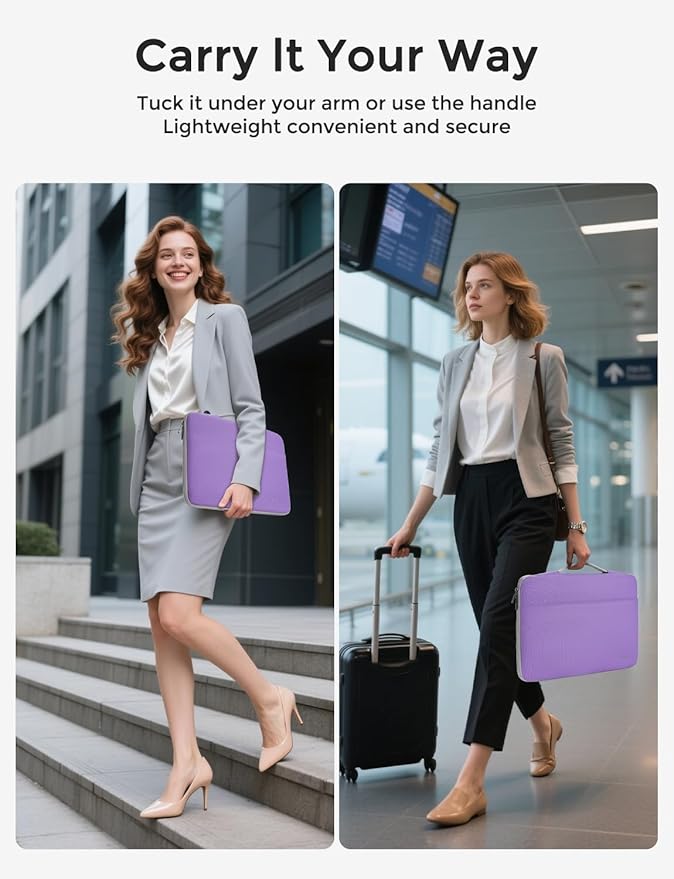 DOMISO 14 inch Laptop Case Sleeve Protective Cover Compatible with 15 inch MacBook Air M4 M3 M2,MacBook Pro,14-15 inch HP Dell ASUS Lenovo Chromebook,Waterproof Computer Cases Bag with Handle,Purple