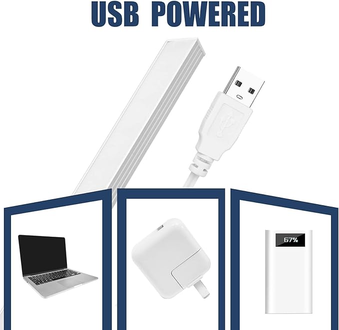 DWEPTU 2Pack LED Under Cabinet Lighting Dimmable Under Cabinet Lights with USB Powered for Closet Light Bar Under Counter Lighting Work Tables Student Dormitory (Include AC Plug)